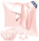 Seiwohl Satin Kissenbezug 80x80 2er Set, Weich wie Seidenkissenbezug Silk Pillowcase, Vegane Seide Kopfkissenbezug Kissenhülle Haarschutz für die Nacht mit Haargummi und Haarhaube, Korallen Rosa
