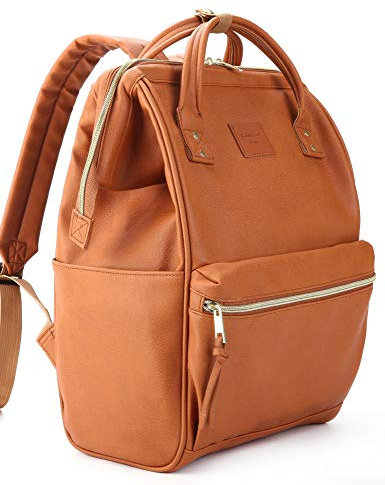 Kah&Kee Damen Leder Rucksack -Wasserdicht 16 Zoll Elegant Laptop-Taschen für Lehrerinnen & Büro-Arbeit, ideal für Reisen (Grau, groß)