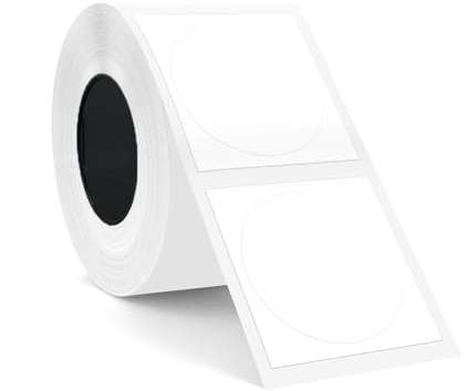 SUPVAN Etiketten selbstklebend wasserfest für T50M Etikettendrucker (φ50 mm), 150 pro Rolle, schwarz auf weiß