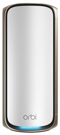 NETGEAR Orbi 970-Serie Quad-Band WiFi 7-Mesh-Zusatzsatellit (RBE970) - kompatibel mit Orbi RBE962S und RBE963S, bietet zusätzliche Abdeckung von bis zu 220 m², BE27000 802.11be (bis zu 27 GBit/s)