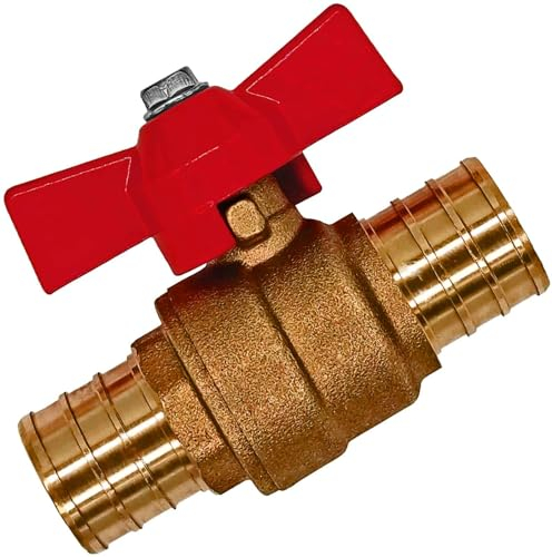 MegaHaustechnik Kugelhahn mit 2 Schlauchtüllen aus Messing, mit Flügelgriff, Tüllendurchmesser 25mm, für 1 Gartenschlauch