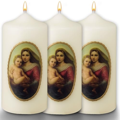 WikaKerzen Handgefertigte Marienkerzen traditionelle Symbole und hochwertige Verarbeitung Perfekt für Andachten und spirituelle Momente (Jesuskind-G)