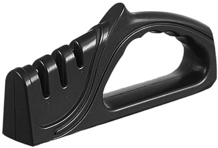 Kn IFE Sharpener, 3 Stage Rubber Handle Knives Sharpener, Soft Grip Scissor Sharpener Tool with Stable Non Slip Base, Widely Used Kn IFE Sharpener Tool with Black Coarse & Fine Sharpeners