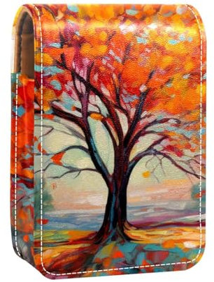 Organizador de Maquillaje,Estuche de lápiz Labial de Maquillaje para Mini Bolsa de cosméticos,Pintura Colorida del Árbol De Otoño