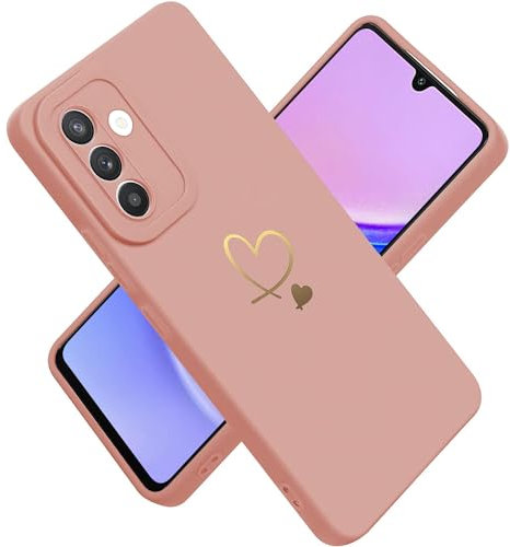 Paitech Coque Samsung A15 5G avec Protection Caméra, Etui Housse de Haute Qualité TPU Silicone Mince Souple Anti-Rayures Antichoc Case pour Samsung Galaxy A15 5G avec Coeur d'amour Lovely, Rose