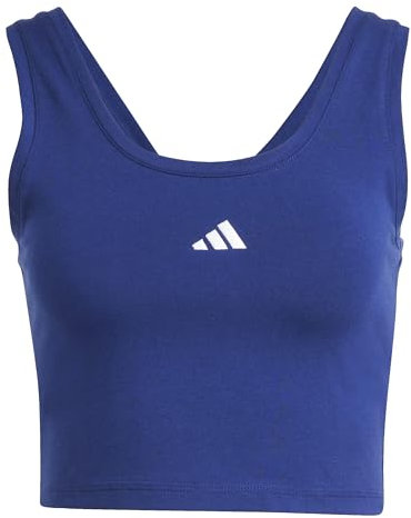 adidas Damen Essentials SMALL Logo Cotton Lifestyle Tank, Dark Blue/White, L