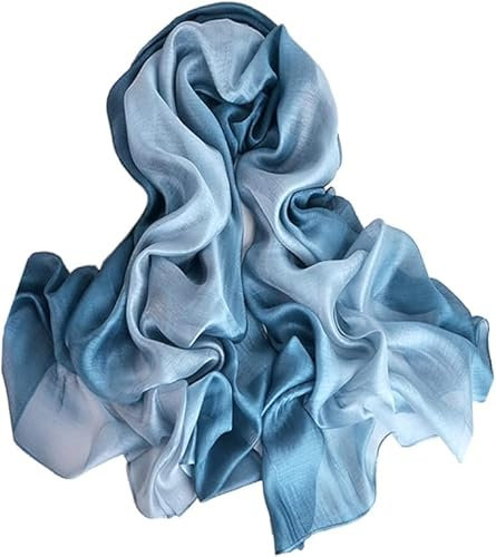SNUG STAR Baumwolle Seidenschal Elegante Weiche Wraps Farbton Schals für Frauen (Verlauf - Hellblau)