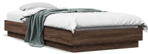 UTSRABFA Palettenbetten Bettgestell Etagenbetten Tagesbetten Bettgestell Braun Eichen-Optik 90x200 cm Holzwerkstoff Geeignet für Wohnungen, Schlafzimmer, Arbeitszimmer, Büros