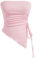 GORGLITTER Damen Tube Top Trägerloses Top Schulterfrei Sommer Tops Asymmetrisch Bandeau-Top mit Seitenschlitz Rosa XS