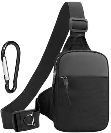 ZBHDEYG 1 bolsillo de pecho para hombre, 1 mosquetón, bolso cruzado de hombro, bolsa de teléfono móvil para deportes al aire libre, bolso bandolera impermeable a la moda, bolso cruzado en el pecho,