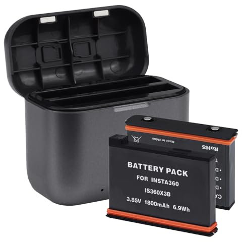 CITYORK 2 Stück Insta 360 X3 Ersatz Akku 1800mAh und USB Ladegerät kompatibel mit Insta 360 X3 Kamera