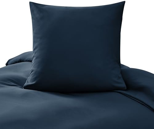 puredown 1PCS Copripiumino Singolo 135x200cm+ 1PCS Federe in Microfibra 40x80cm, Set di Copripiumino Monocromatica per Letto Singolo, Traspirante, Morbida, Oeko-Tex, Blu Navy