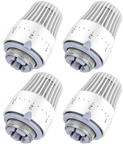Robinet Thermostatique Radiateur Thermostat Tête: 4 Pièces Tête Thermostatique Radiateur, Thermostat Radiateur, Robinet Radiateur Thermostat, Tete Thermostatique Connectée M30 X 1,5, Blanc