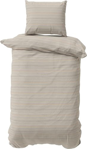 DILIOS Premium Bettwäsche 135x200 – 100% Baumwolle, ÖKO-TEX Zertifiziert, Renforcé, Atmungsaktiv & Antiallergisch, mit Reißverschluss, 2teilig – Bettbezug + Kissenbezug 80x80, Beige, Rot