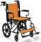 Lightweight Folding Wheelchair - Travel Friendly Foldable Transit Wheel Chair - Adjustable Footrests, Lock Lever Brakes, Dual Parking Brakes - Orange, Standard 18 Seat