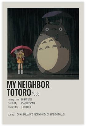 WEHGE Anime-Poster My Neighbor Totoro, Leinwand-Poster, Schlafzimmer, Dekoration, Landschaft, Büro, Raumdekoration, Geschenk, 30 x 45 cm, 6 Stück