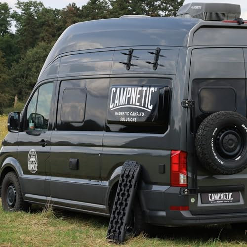 Campnetic Magnetische Sandboard Halterung - Sandbleche Universal Halterung ohne Bohren - Camper Zubehör - Offroad Zubehör - Einfaches Anbringen am Camper, Wohnmobil, Sprinter & alle Offroad-Fahrzeuge