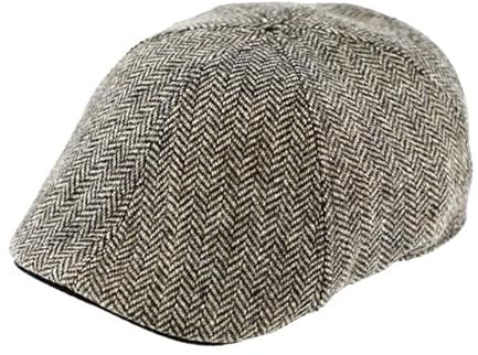 fiebig Flatcap Herringbone aus Wolle | 6-Panel Cap mit elastischem Verschluss