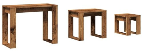 vidaXL Satztische 3 STK. Altholz-Optik Holzwerkstoff, stapelbarer Tisch, Satztisch Set, Couchtisch Set, Stapeltisch, Couchtisch, Beistelltisch