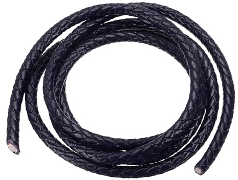 PATIKIL Cordon en Cuir tressé Rond, Cordon en Cuir tressé Rond de 5 mm pour la Fabrication de Bijoux Colliers Bracelets, Bleu (1,1 Verges)