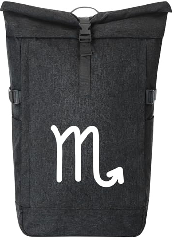 Huuraa Kurierrucksack Skorpion Sternzeichen Zeichen 30-44 Liter Black Melange Fairtrade Rolltop Rucksack Geschenkidee