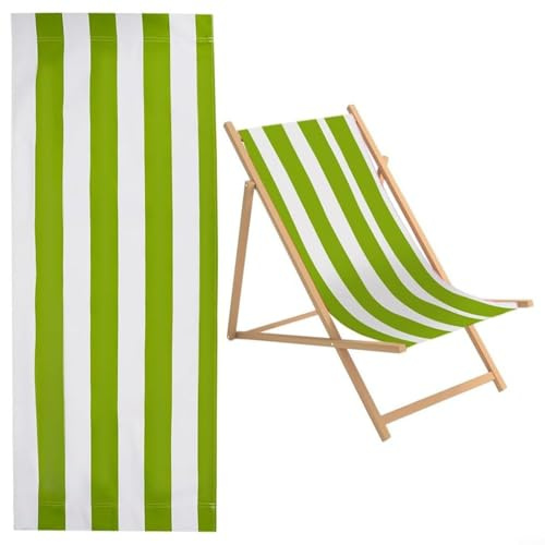 Ersatzbezug für Strandkorb, wasserfestes Polyestergewebe, für Liegestühle, doppelseitig, grün, weiß, 120 x 45 cm, Outdoor-Möbel (2 Stück)