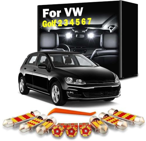 GPQAEVK LED Interior Map Dome Light Kit, For Volkswagen VW GOLF 2 3 4 5 6 7 MK2 MK3 MK4 MK5 MK6 MK7 Car Number Plate Bulbs