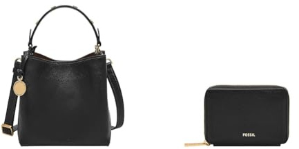 Fossil Damen Jessie Schwarze Ledertasche und Logan Portemonnaie, Set