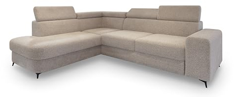 Masseno Ecksofa ALVORO Q L-S mit Schlaffunktion L-Form, Klassisch Sofa mit Bettkasten, Wohnzimmersofa, Couch, Soffa, Bettsofa, Couchgarnitur - Beige, Quelle 05