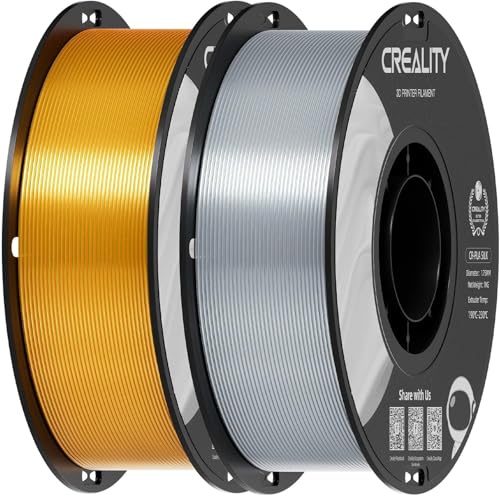 Creality Silk PLA Filament 1,75 mm Gold & Silber, 2 kg, Hochglänzendes Metallic 3D Drucker Filament, Seiden-Effekt, Maßgenauigkeit ±0,02 mm, kompatibel mit Ender, K1, K2