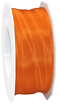 C.E. Pattberg PRÄSENT Lyon Band mit Drahtkante orange, 25 m Dekoband zum Verzieren & Basteln, 40 mm Breite, leicht biegsames Schleifenband, für Festliche Dekos zu besonderen Anlässen