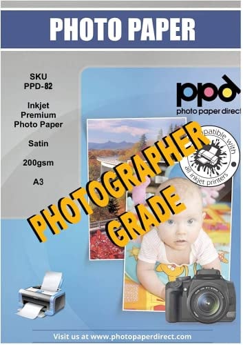 PPD 50 Sheets A3 Inkjet Premium Satin (Lustre) Photo Paper 200gsm Professional Grade PPD-82-50