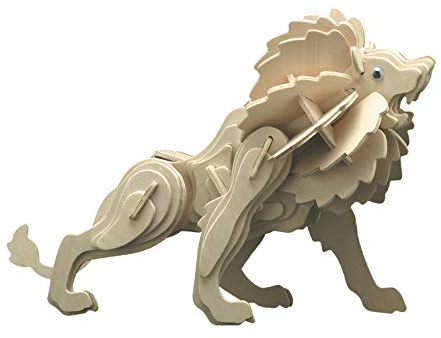 Pebaro 871/1 Holzbausatz Löwe, 3D Puzzle Tier, Modellbausatz, Basteln mit Holz, Holzpuzzle, Bastelset, vorgestanzte Holzplatte, ausbrechen, zusammenstecken, fertig, Geschenkidee