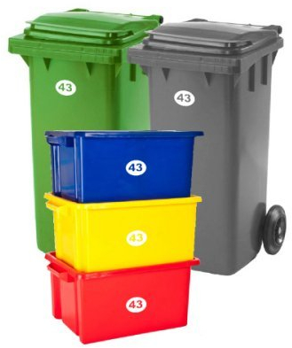 Laserables SET OF 5 Wheelie Bin Box Crate Number and Letter Stickers