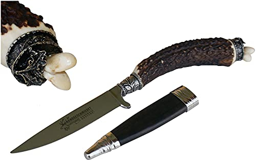 Jagdmesser Trachtenmesser Hirschfänger Jagdnicker Jäger Hirsch Wild ECHTE Grandeln Fischer Jagd-Messer für Lederhose oder Fischen Jagen echt versilbert Stahl-Klinge