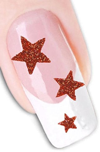Nail Art 3d Glitter Stickers - Stars (Red)