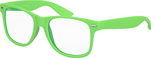 Balinco Nerd Sonnenbrille mit Klarglas matte Rubber Retro Vintage Unisex Brille mit Federscharnier (Grün)