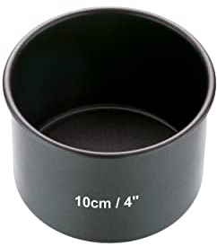 MasterClass Molde para tartas de 10 cm de profundidad con antiadherente PTFE, PFOA y BPA, robusto acero al carbono de 1 mm de grosor, mini molde redondo de 4 pulgadas