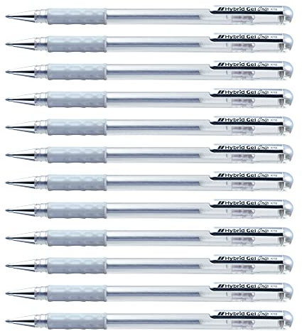 Pentel 0.8mm Tip Hybrid Gel Metallic Comfortable Finger Grip Ink Pen - Silver