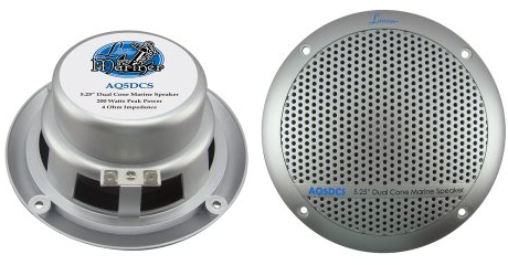Lanzar 300W 5.25 inch Dual Cone Marine Speakers - Silver