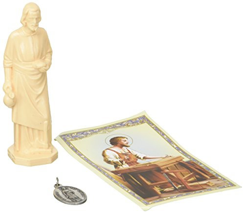 St. Joseph Statue Heimverkäufer-Set, Heilige Hausfigur, Gebete und Medaille