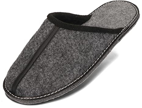 BeComfy Pantofole in Feltro da Uomo Suola in Feltro Molto Leggero Grigio Nero 40 41 42 43 44 45 46 EU (Grigio, Sistema Taglie Calzature EU, Adulto, Numero, Media, 42)