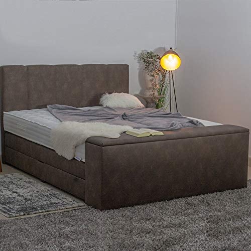 Boxspringbett mit Truhe und Stauraum 160 x 200 cm | Antirutsch-Matten | Royal-WS® 500 Taschenfederkern Matratzen mit integriertem Kaltschaum Topper Kern | Jedes Bett ein Unikat - Made in Germany