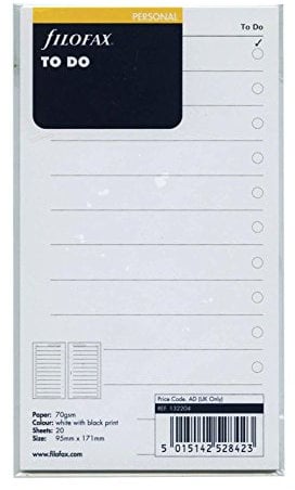 Filofax Organiseur personnel pour liste de choses à faire - Recharge d'accessoires essentiels 132204