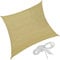 TecTake® Tenda a Vela Ombreggiante Quadrata in Polietilene, Protezione dai Raggi UV, Vela da Sole Ombreggiante con Set Funi di Tensione - Beige, Quadrato, 3 m