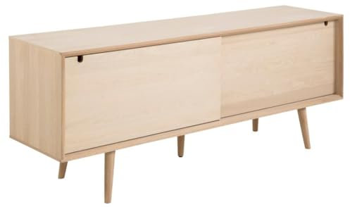 AC Design Furniture Lena Anrichte mit 4 Schubladen und Schiebetür in Weißeicheoptik, Sideboard für das Wohnzimmer, Eichenholz, B: 180 x H: 71 x T: 45 cm