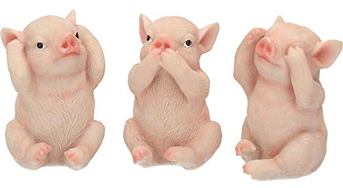 Nemesis Now Figurine Trois cochons Sage Rose 9,5 cm
