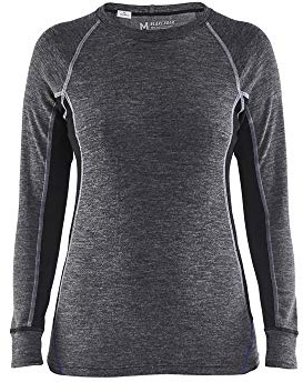 Blaklader 720017329699L Damen Warm Unterhemd, 100Prozent Merino, Mittelgrau/Schwarz