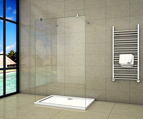 Aica Sanitär Freistehende Duschwand Walk In Dusche 117cm Duschabtrennung 10mm NANO Glas Duschtrennwand 200cm Höhe