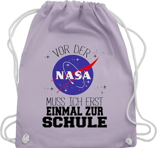 Turnbeutel Rucksack - Schulanfang & Einschulung Geschenk - Vor der Nasa muss ich erst einmal zur Schule schwarz - Unisize - Pastell Lila - schulbeutel mädchen schulkinder -vor stoffbeutel schulkind